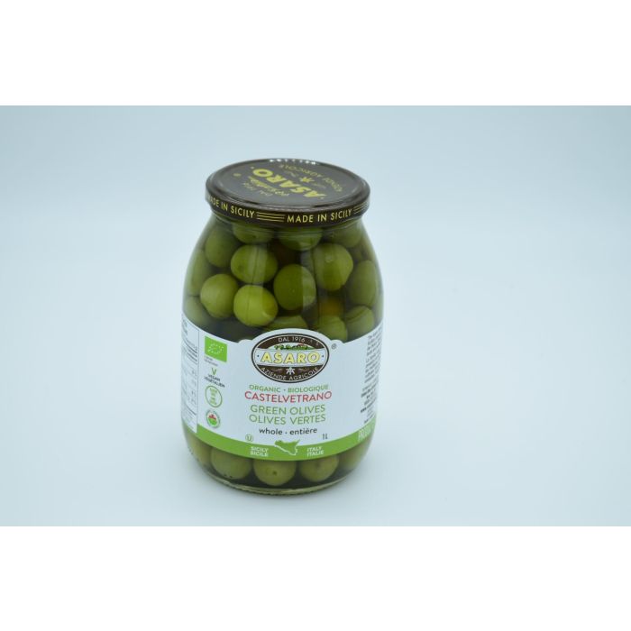 Asaro Organic Green Olives 1L