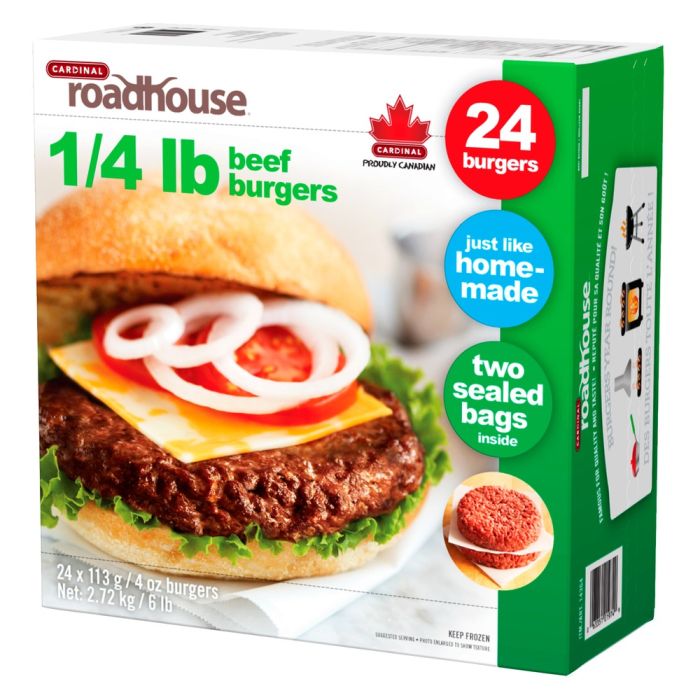 Cardinal 1/4 lb Angus Beef Burgers