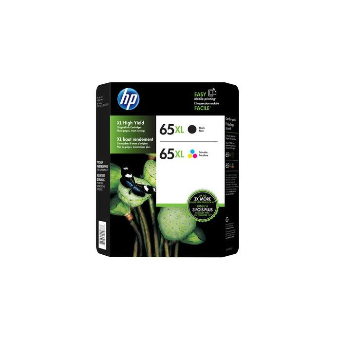 Hewlett Packard 65XL Black & Tri-Color High Yield Original Ink Cartridges Combo Pack