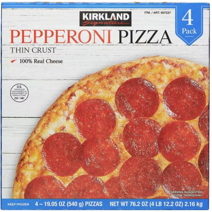 Kirkland Signature Pepperoni Pizza, Thin Crust, 4 ct