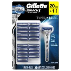 Gillette Mach3 Turbo Men's Razor Handle & 20 Refill Cartridges